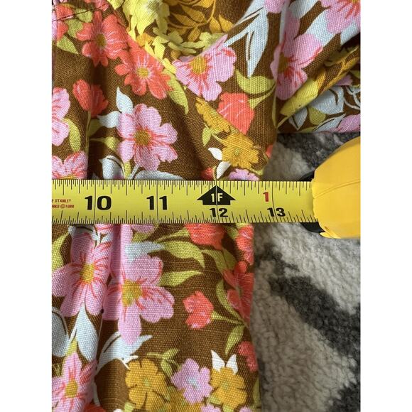 BILLABONG Moss Paradise Floral Square Neck Smocked Puff Sleeve Mini Dress Sz S - Picture 9 of 11